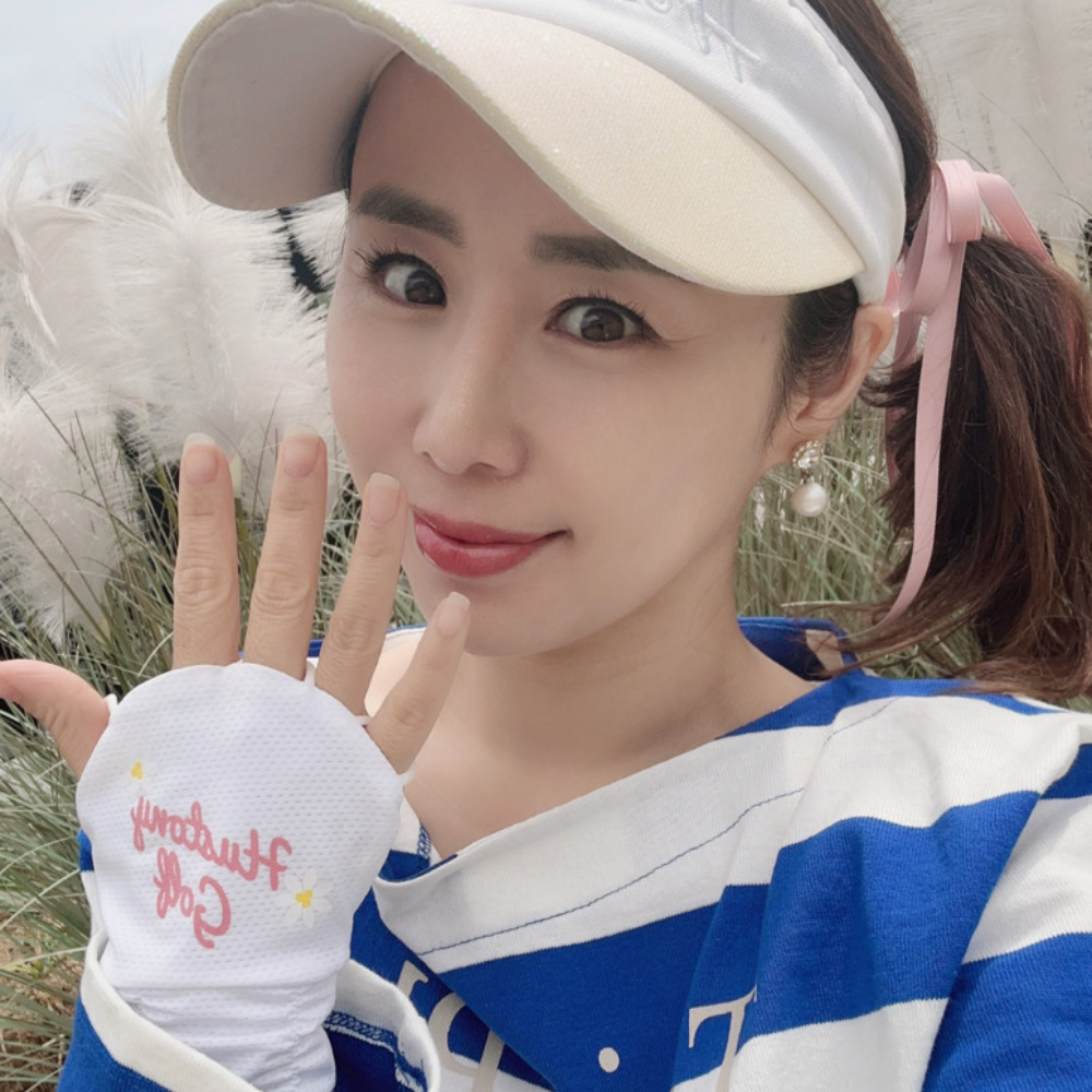휴스토니 여성 핑크로고 손등토시(양손,오른손전용)
