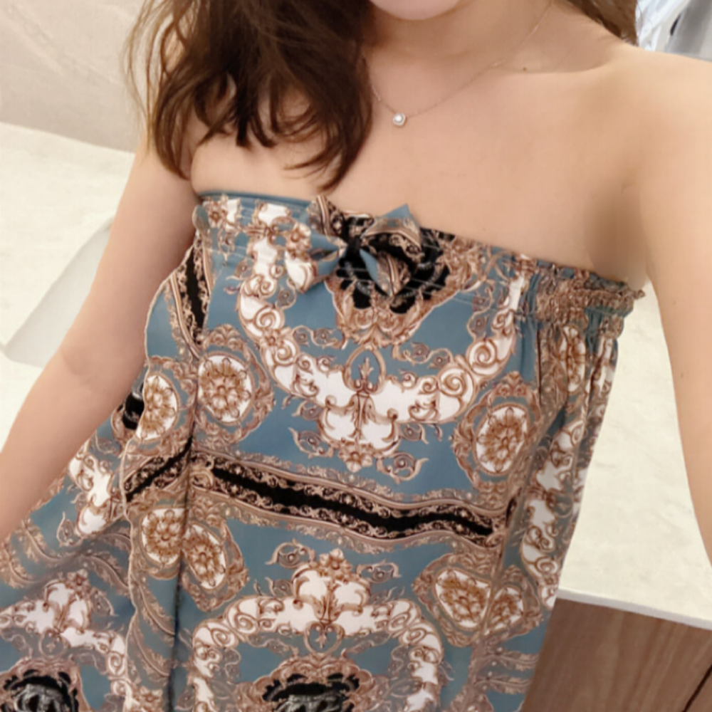 휴스토니 H 블루 바로코 샤워가운(공단원단)