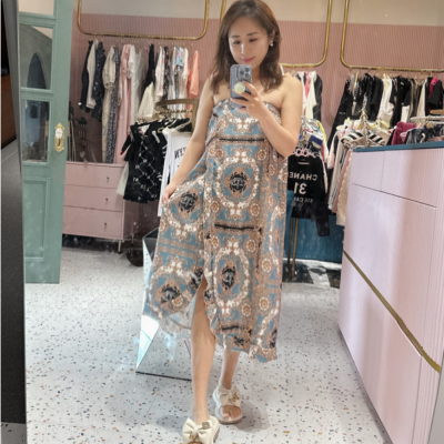 휴스토니 H 블루 바로코 샤워가운(공단원단)