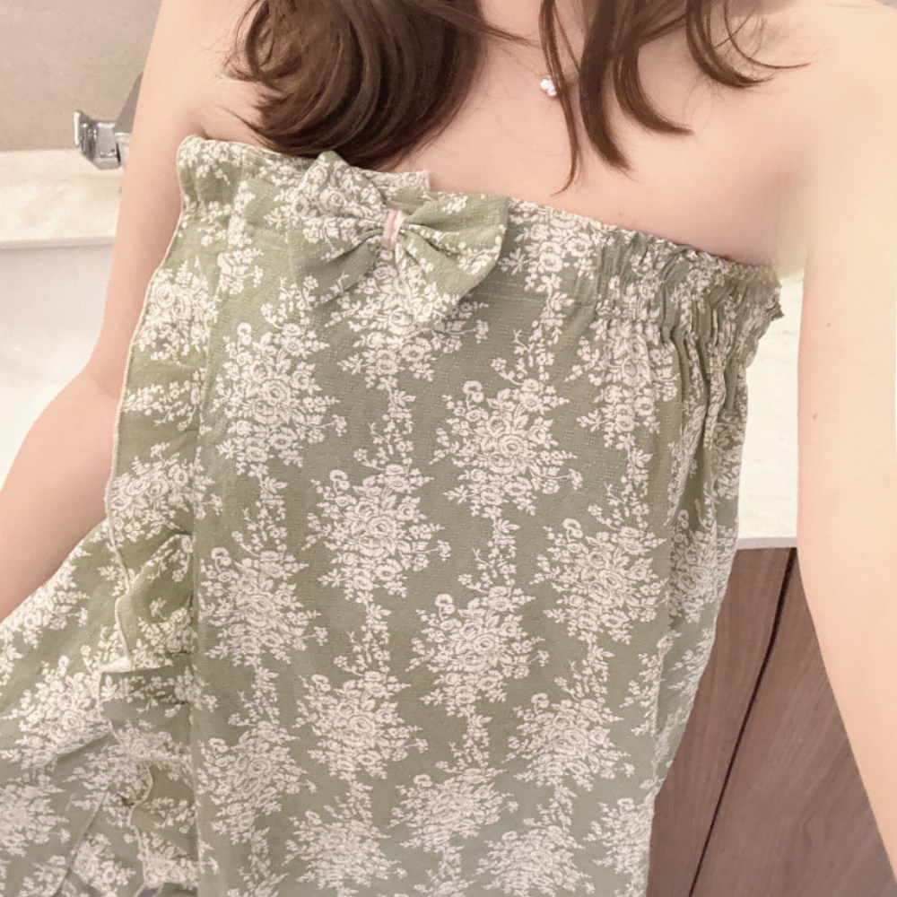 휴스토니 K 그린 플라워 샤워가운(면 도비원단)