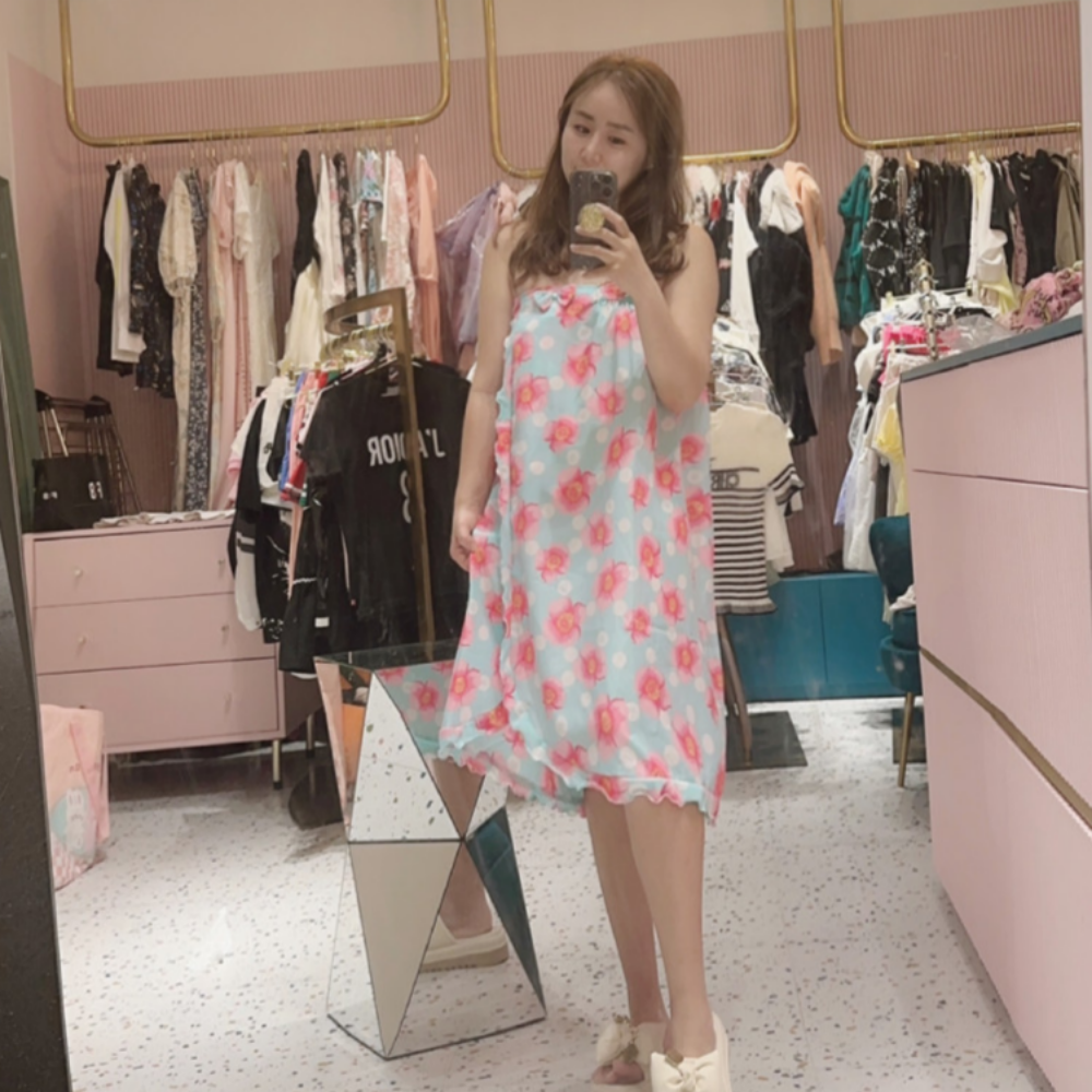 휴스토니 N 블루 플라워 샤워가운